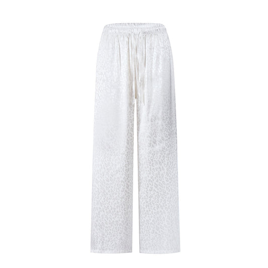 Women's Textured Jacquard Wide-Leg Pants - White