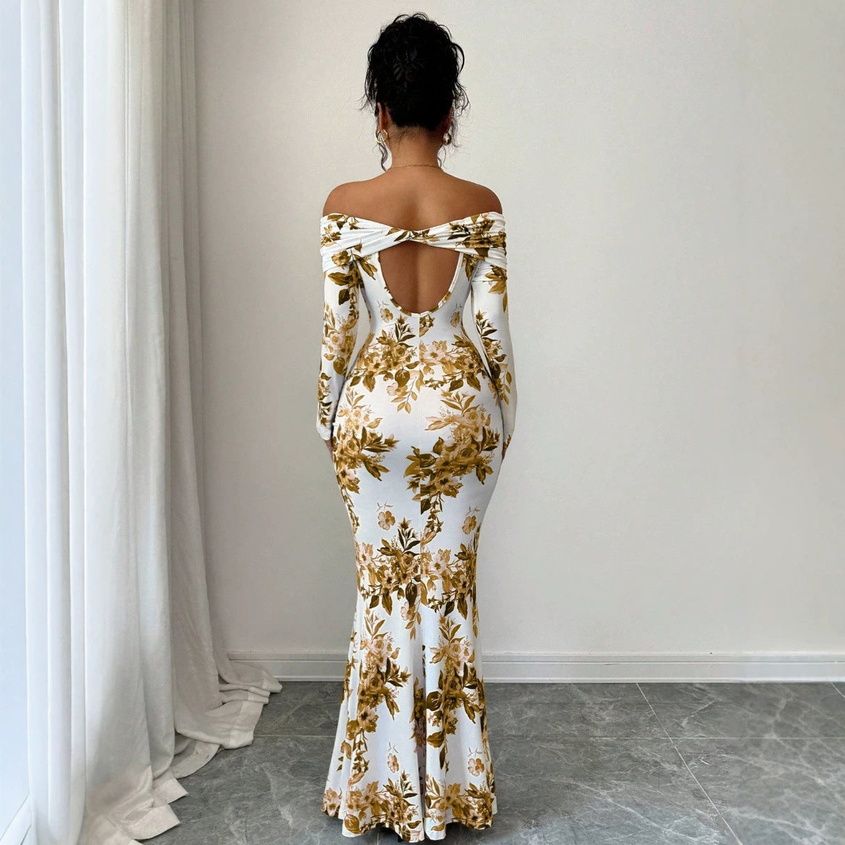 Women's Printed Long Sleeve Resort Dress