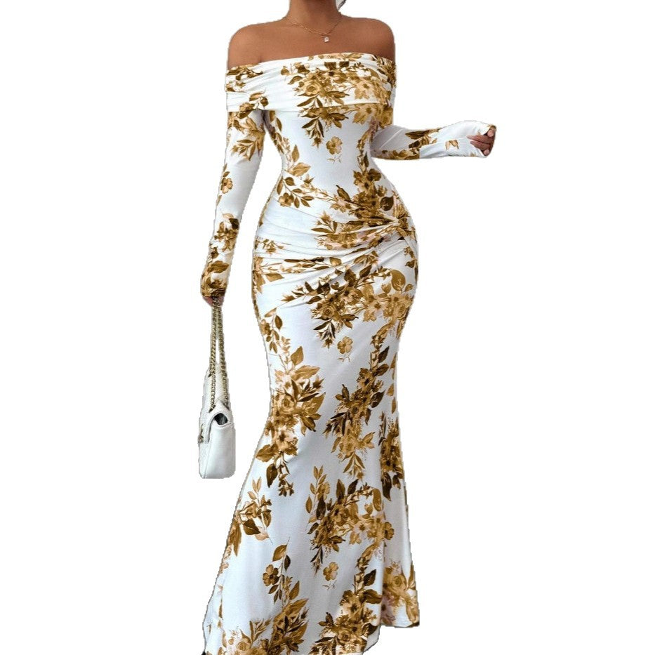 Women's Printed Long Sleeve Resort Dress