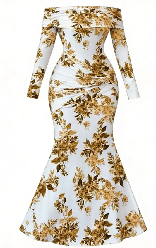 Women's Printed Long Sleeve Resort Dress