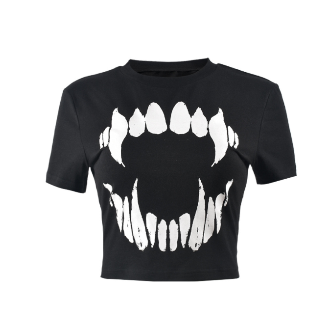 Women’s Black Graphic Print Cropped T-Shirt