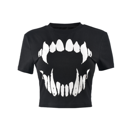 Women’s Black Graphic Print Cropped T-Shirt